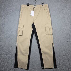 Boohoo MAN Pants Mens Size Large Stone Fixed Waist Gusset Cargo Trousers NWT